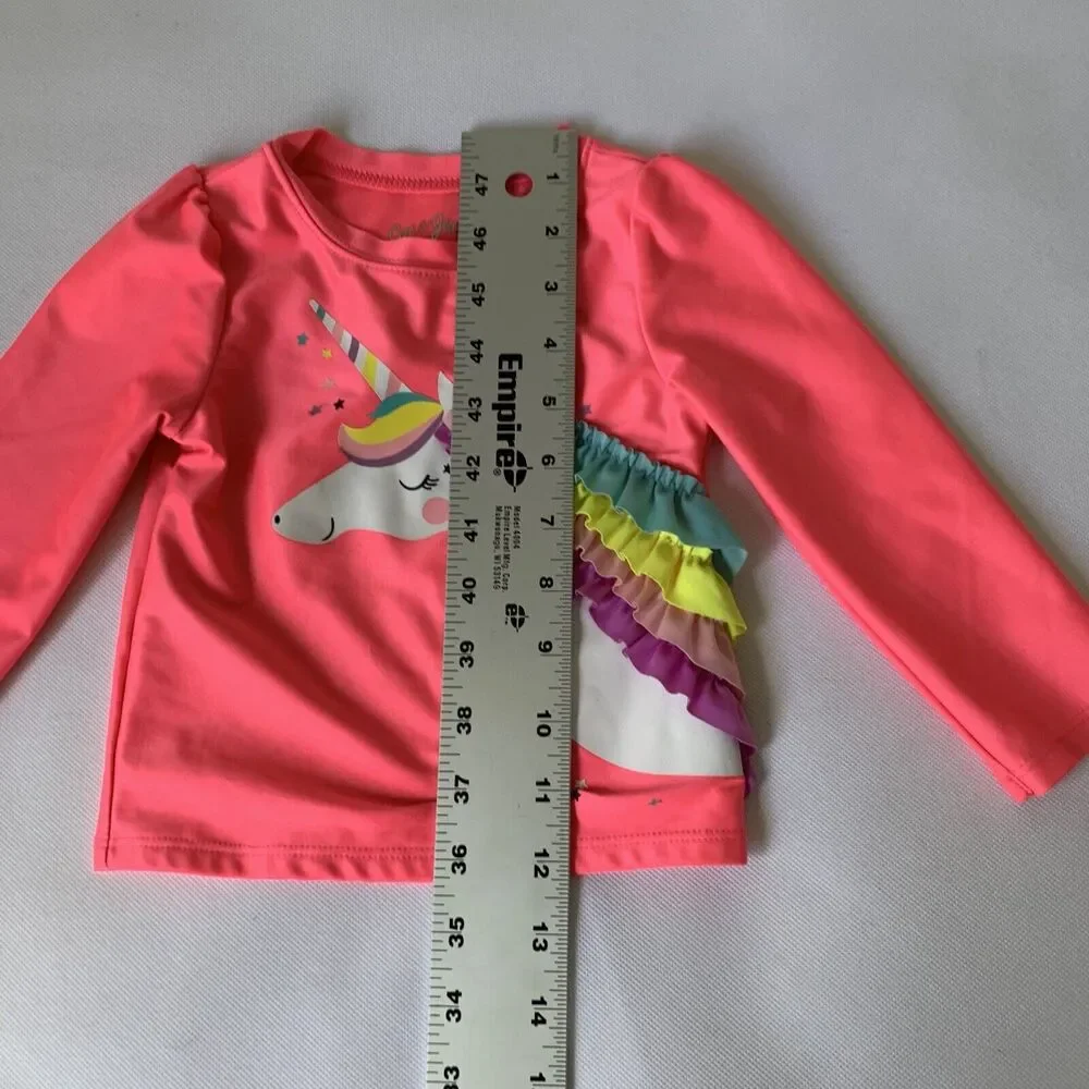 Cat‎ & Jack Rashguard Swim Shirt Toddler Girl 2T Pink Unicorn Long Sleeve Beach